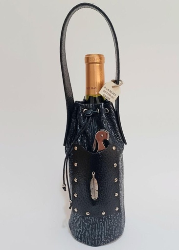 Étui à bouteille de vin avec breloque Plume